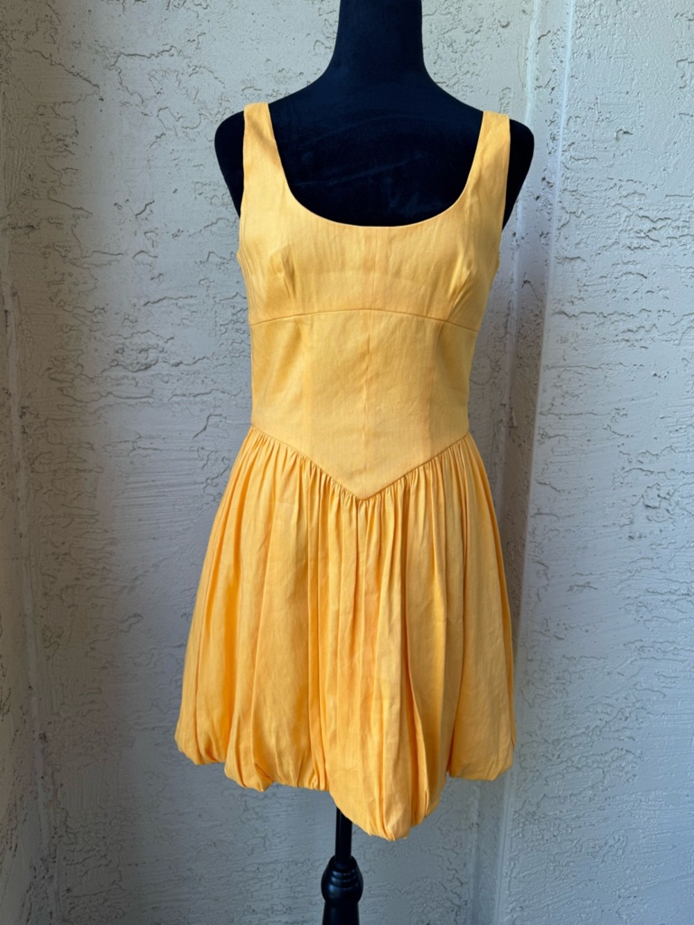 Gianni Bini Sedona Linen Mini Dress 6 Apricot Drop Waist Bubble Hem - Picture 3 of 13